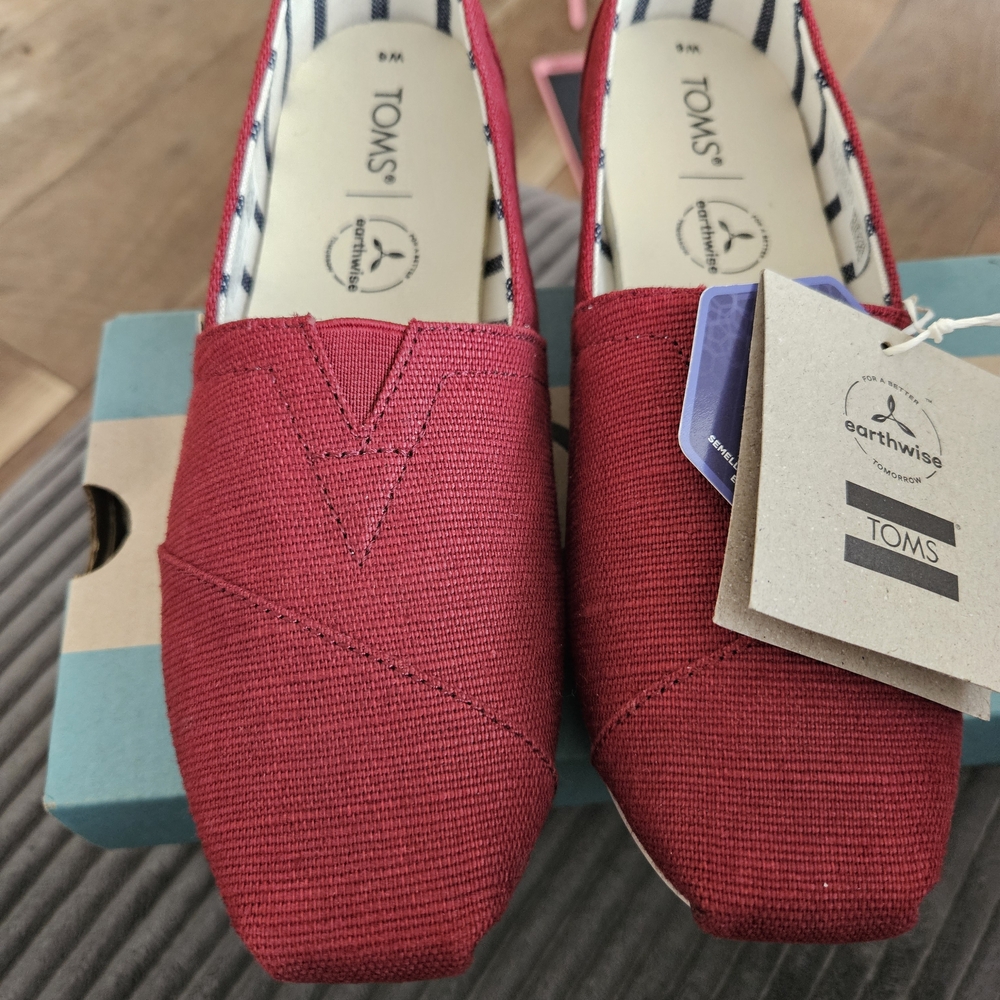 TOMS Earthwise Red Canvas Slip-Ons